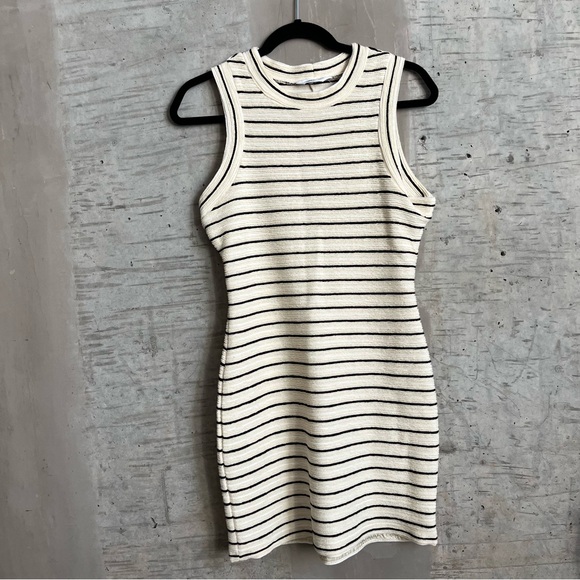 Amanda Uprichard Rory Black and Cream Striped Dress - Picture 1 of 6
